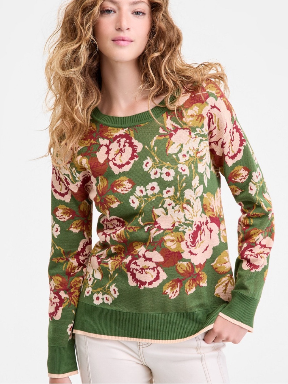 Liverpool Multi Floral Print Crew Neck Sweater